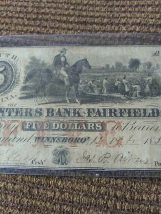 South Carolina Obsolete Currency - $5 Planters Bank Of Fairfield In Winnsboro Sc