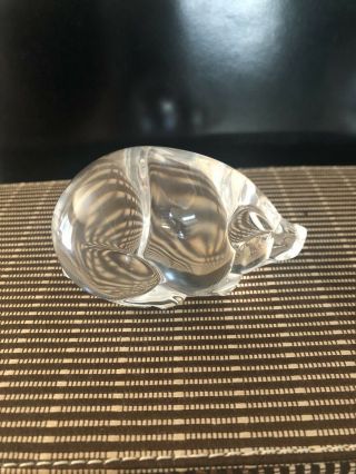 Steuben Signed Pig Lead Crystal Glass Animal Figurine Paperweight Hand Cooler