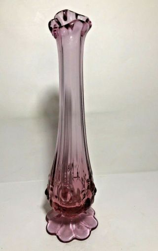 Vintage Fenton Bud Vase Pink Rose 9 " Tall,