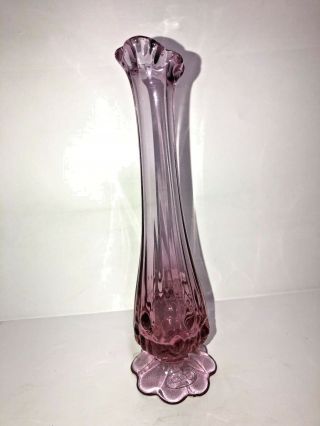 Vintage Fenton Bud Vase Pink Rose 9 