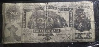 1861 $20 Dollar Confederate States Currency Civil War Note No 1524