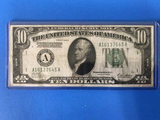 1928 B $10 Ten Dollar Gold On Demand Federal Reserve Note,  Combined