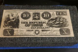 The Republic Of Texas 1840 Ten Dollar Bank Note Rp Shipps With Usps