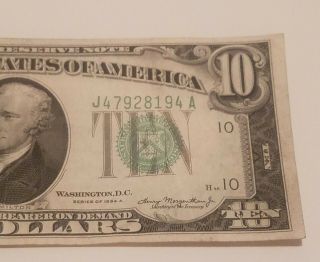 1934A $10 Dollar Bill J Federal Reserve Bank of Kansas City,  Missouri 2