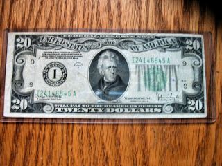 1934 - D Series (minneapolis) $20 Dollar Federal Reserve Note Bill Us Currency