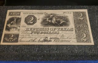 The Republic Of Texas 1841 Two Dollar Bank Note Rp Shipps With Ups