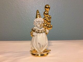 Limoges White Clown With Swarovski Crystals And Gold
