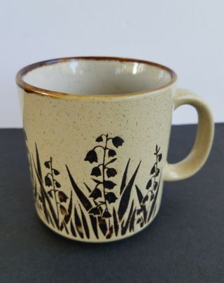 Vintage Lilly Of The Valley Mug Speckled Stoneware Mid Century