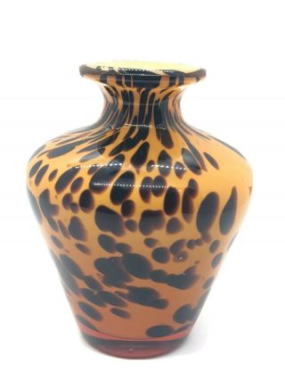Vintage Spotted Art Glass Vase Stile D’arte Cristalleria Made In Italy