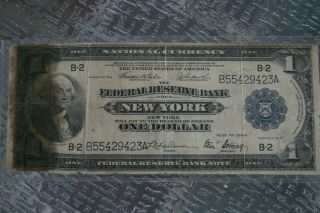 1914 $1 One Dollar Large Bill York Federal Reserve Bank National Currency