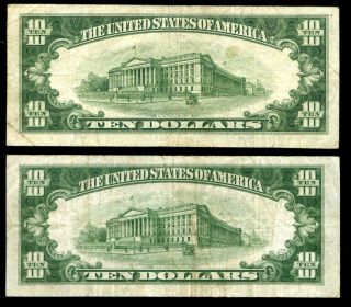 1934 B & 1934 P $10 Federal Reserve Notes San Francisco VF 156090 F 2
