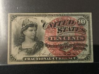 1863 Usa Fractional Currency - 10 Cents Note