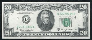 1963 - A $20 Frn Federal Reserve Note Cleveland,  Oh Gem Uncirculated (f)