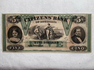 Citizens Bank Of Louisiana $5 1850 