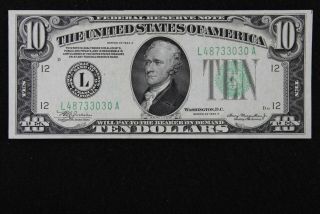 $10 1934a Unc Federal Reserve Note L48733030a Ten Dollar L12 San Francisco