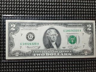 1976 $2 Two Dollar Bill Partial Offset Print Error Note Currency Crispy