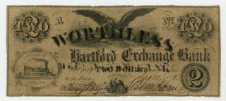 1858 $2 The Hartford Exchange Bank - Hartford,  Indiana Note (ormsby Printed)
