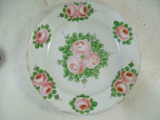 Antique Meissen German Porcelain Dinner Plate Hand Painted Rose Flower 1841 Vtg