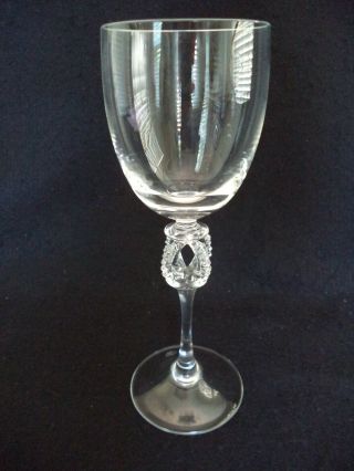 Handmade German Crystal Wine Goblet 8.  5in Theresienthal Crown Stem Mark Bavaria