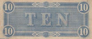 10 DOLLARS VERY FINE BANKNOTE FROM CONFEDERATE STATES OF AMERICA 1864 2
