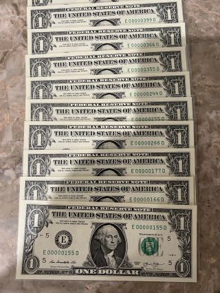 Extremely Low Serial Number 1$ One Dollar Bill Three Digit 2003 Each Fancy