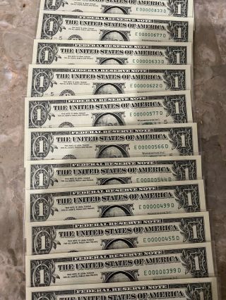 Extremely Low Serial Number 1$ One Dollar Bill Three Digit 2003 EACH FANCY 2