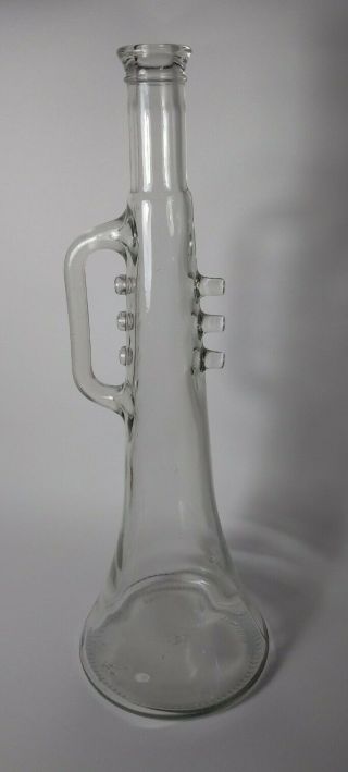 Vintage Trumpet Shaped Bottle Horn Craft Art Glass 70mm 75cl Change Holder 15 "