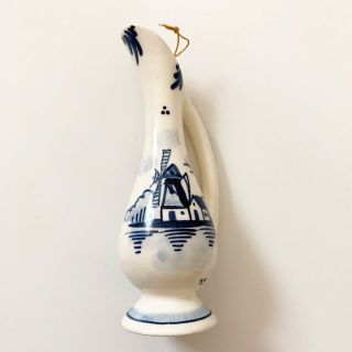 Delft Holland Bud Vase 5” Signed Delftware Flower Floral Blue And White Vase
