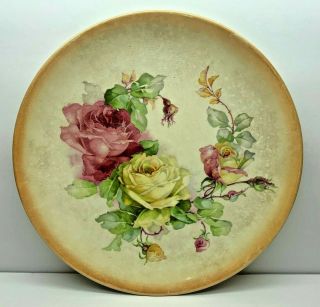 Vintage Wellsville China Company 10.  5 " Rose Floral Dinner Plate