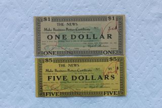 USA Ponca City,  Oklahoma Payroll Scrip,  1 Dollar and 5 Dollars from 1933 2