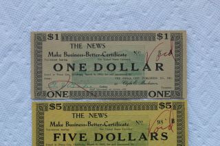 USA Ponca City,  Oklahoma Payroll Scrip,  1 Dollar and 5 Dollars from 1933 3