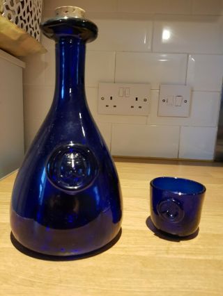 Holmegaard Blue Glass Viking Carafe Mid Century Modern Winther,  Glass & Cork