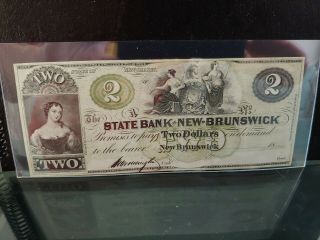 1860 $2 State Bank Brunswick Nj Color Au