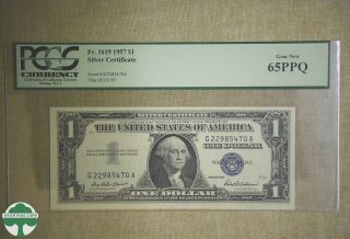 Fr.  1619 1957 $1 Silver Certificate - Pcgs Certified - Gem - 65ppq