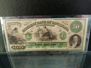 1860s $50 Citizens Bank Louisiana Gem Unc