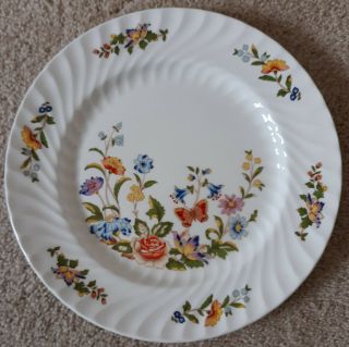 Vintage Aynsley Cottage Garden 10.  5 " Dinner Plate Swirl Edge Butterfly Flowers