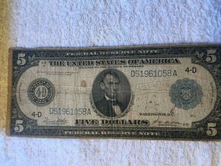 Fr.  859 A $5 1914 Federal Reserve Note Cleveland Vg -
