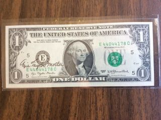 1977 $1 Dollar Bill Autographed By Azie Taylor Morton “historic 1st “see Details
