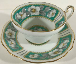 Eb Foley Tea Cup & Saucer Set With Christmas Rose Pattern