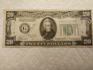 Twenty Dollar Bill 1934 A Chicago Ill.
