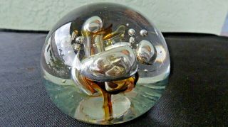 Dec 1981 Signed Brian Lonsway Studio Art Glass Paperweight Air Trap