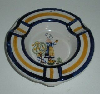 Vintage Normandie Ware Hand Painted Ceramic Ashtray (dutch Girl) 4 Inch Dia.