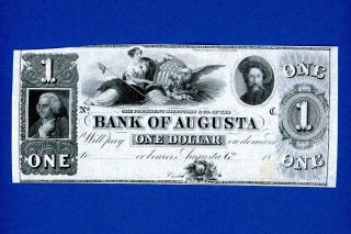 1800’s $1 The Bank Of Augusta State Of Georgia Obsolete Very Note