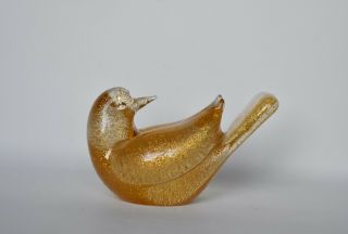 Vintage Murano Archimede Seguso Art Glass Gold Flecks Bird Figurine