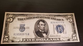 1934 Blue Seal Five Dollar Bill A 19580979 A Very Crisp Circulated