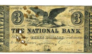 $3 " National Bank " (eagle Note) 1800 