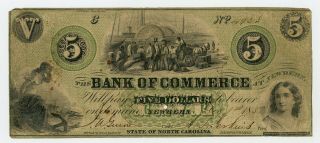 1859 $5 The Bank Of Commerce - Newbern,  North Carolina Note