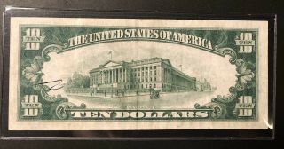 Series 1934 US 10 Dollar Bill Silver Certificate Blue Seal 2