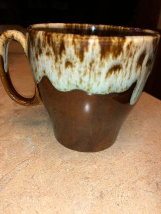 Vintage Hull Usa Brown W/ Green Drip Glaze Coffee Cup Mug Pretty