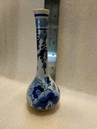 Vintage Delfts Blauw Holland Flower Bud Vase Blue And White Hand Painted 638